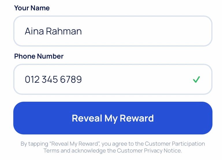 Paparan customer details SyokBox yang telah diisi